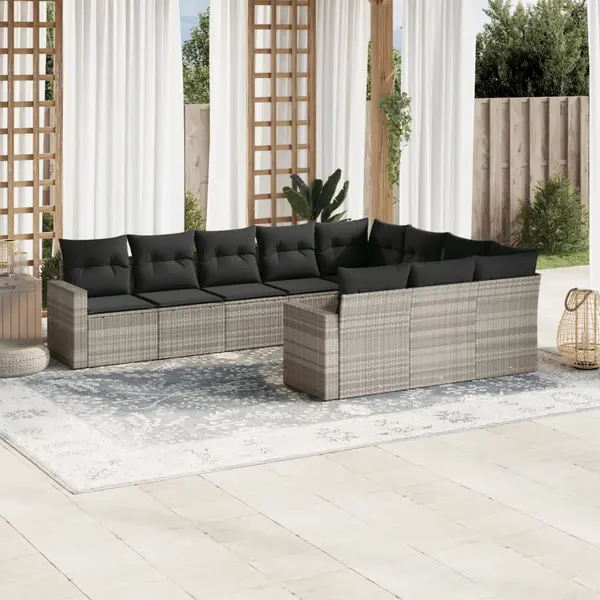 Gossi set canapele de gradina cu perne 10 piese gri deschis poliratan