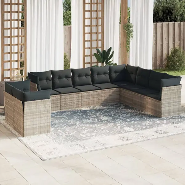 Gossi set canapele de gradina cu perne 10 piese gri deschis poliratan