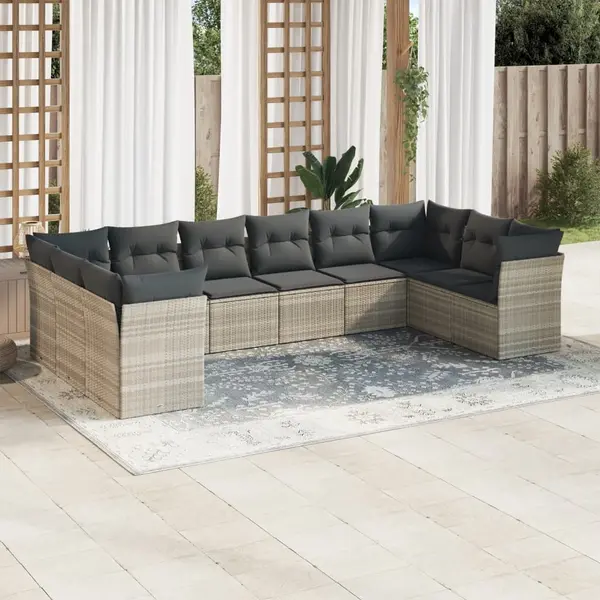 Gossi set canapele de gradina cu perne 10 piese gri deschis poliratan