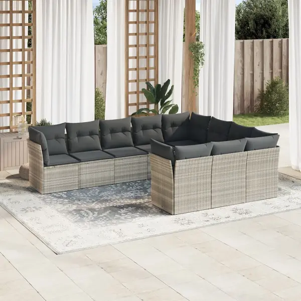 Gossi set canapele de gradina cu perne 10 piese gri deschis poliratan