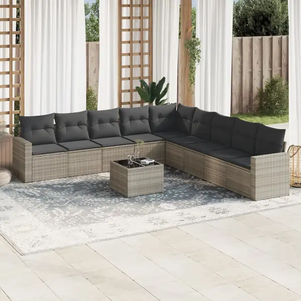 Gossi set canapele de gradina cu perne 10 piese gri deschis poliratan