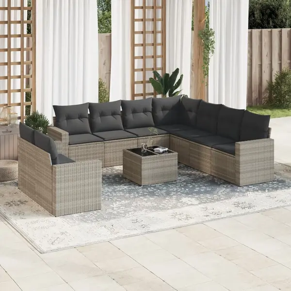 Gossi set canapele de gradina cu perne 10 piese gri deschis poliratan