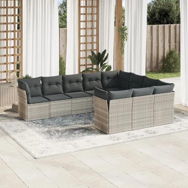 Gossi set canapele de gradina cu perne 10 piese gri deschis poliratan