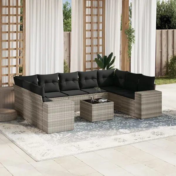 Gossi set canapele de gradina cu perne 10 piese gri deschis poliratan