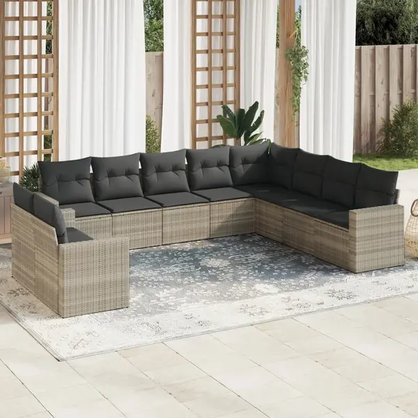 Gossi set canapele de gradina cu perne 10 piese gri deschis poliratan