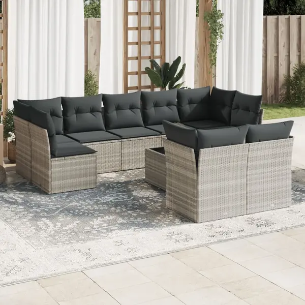 Gossi set canapele de gradina cu perne 10 piese gri deschis poliratan