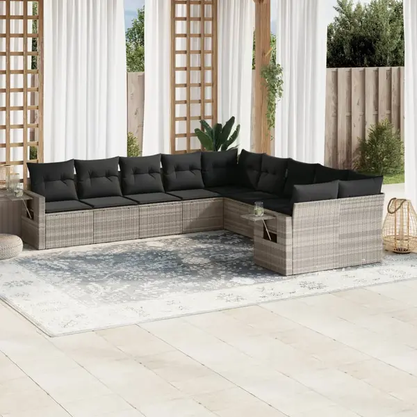 Gossi set canapele de gradina cu perne 10 piese gri deschis poliratan