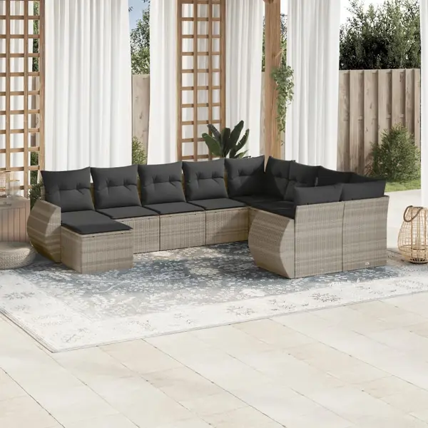 Gossi set canapele de gradina cu perne 10 piese gri deschis poliratan