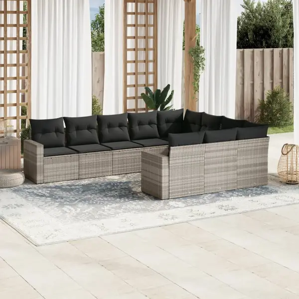 Gossi set canapele de gradina cu perne 10 piese gri deschis poliratan