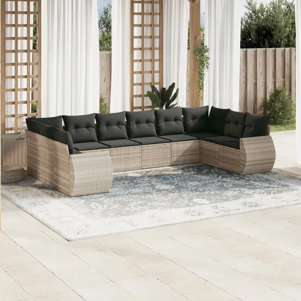 Gossi set canapele de gradina cu perne 10 piese gri deschis poliratan