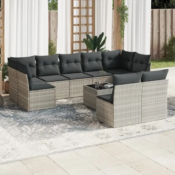 Gossi set canapele de gradina cu perne 10 piese gri deschis poliratan