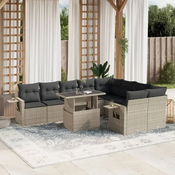 Gossi set canapele de gradina cu perne 10 piese gri deschis poliratan