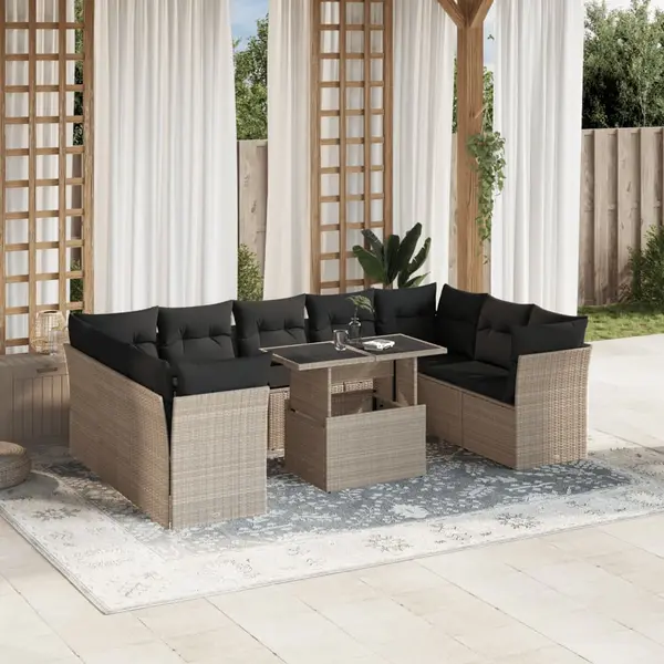 Gossi set canapele de gradina cu perne 10 piese gri deschis poliratan