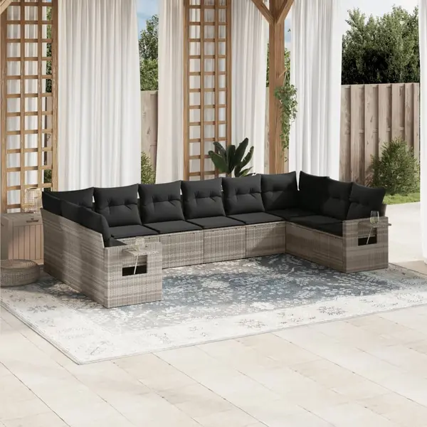 Gossi set canapele de gradina cu perne 10 piese gri deschis poliratan