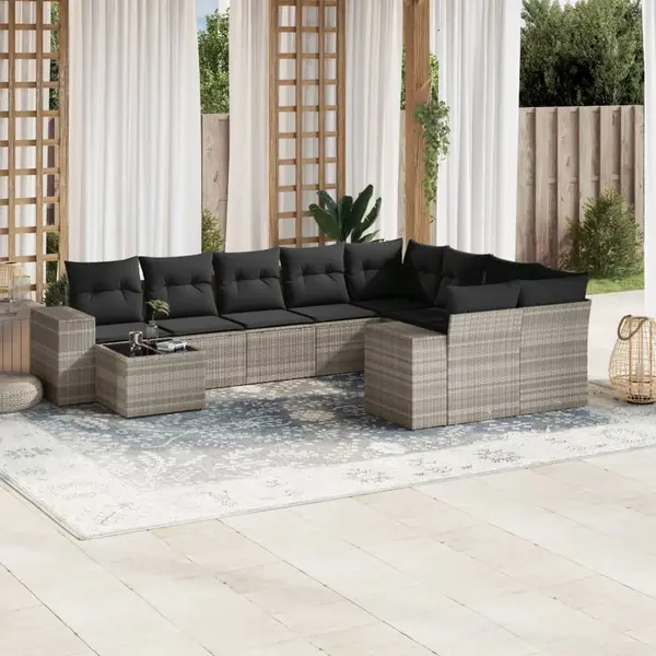 Gossi set canapele de gradina cu perne 10 piese gri deschis poliratan