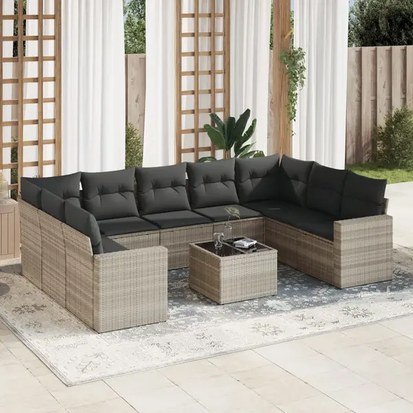 Gossi set canapele de gradina cu perne 10 piese gri deschis poliratan