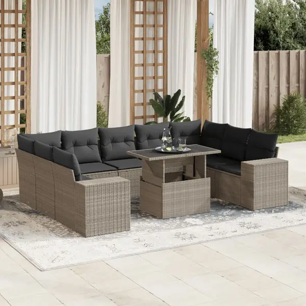 Gossi set canapele de gradina cu perne 10 piese gri deschis poliratan