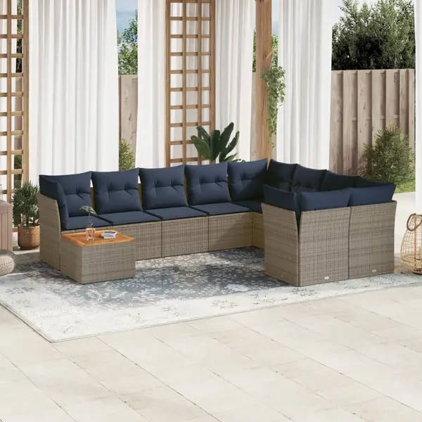 Gossi set canapele de gradina cu perne, 10 piese, gri, poliratan