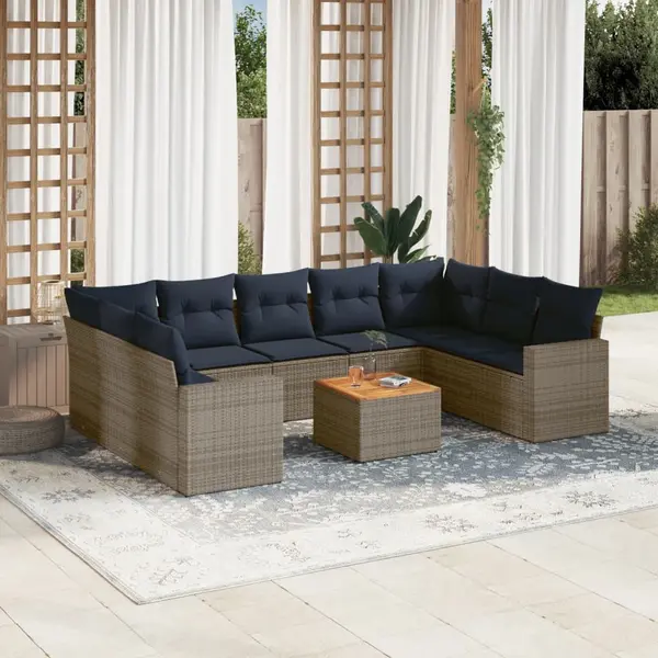 Gossi set canapele de gradina cu perne, 10 piese, gri, poliratan