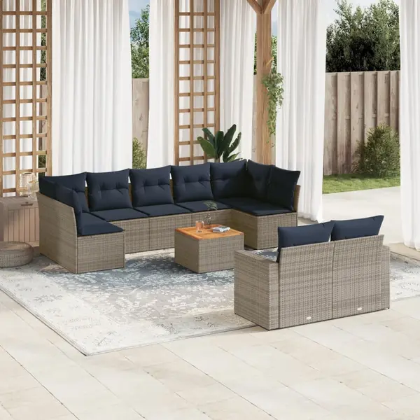 Gossi set canapele de gradina cu perne, 10 piese, gri, poliratan