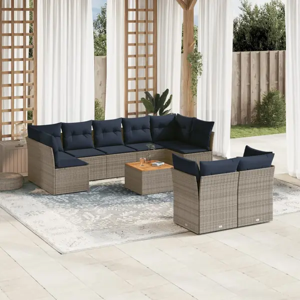 Gossi set canapele de gradina cu perne, 10 piese, gri, poliratan