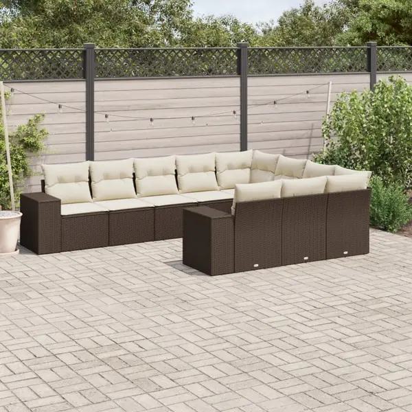 Gossi set canapele de gradina cu perne, 10 piese, maro, poliratan