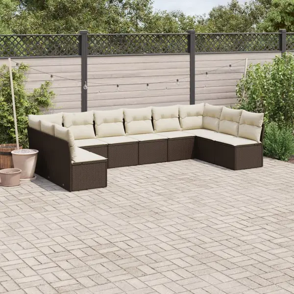 Gossi set canapele de gradina cu perne, 10 piese, maro, poliratan