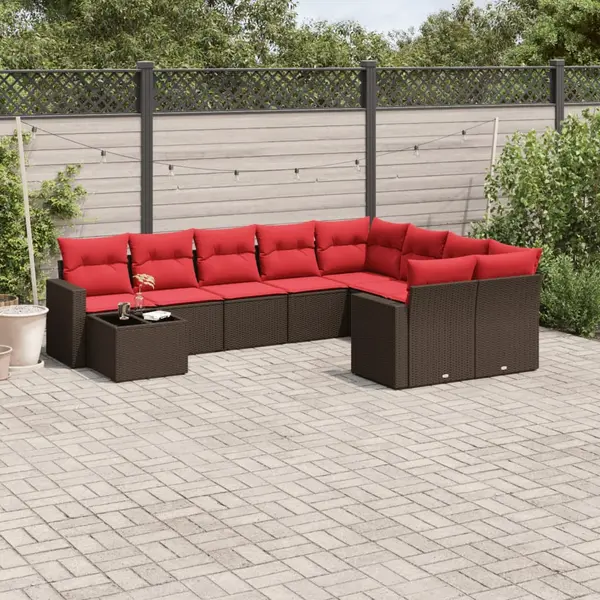 Gossi set canapele de gradina cu perne, 10 piese, maro, poliratan