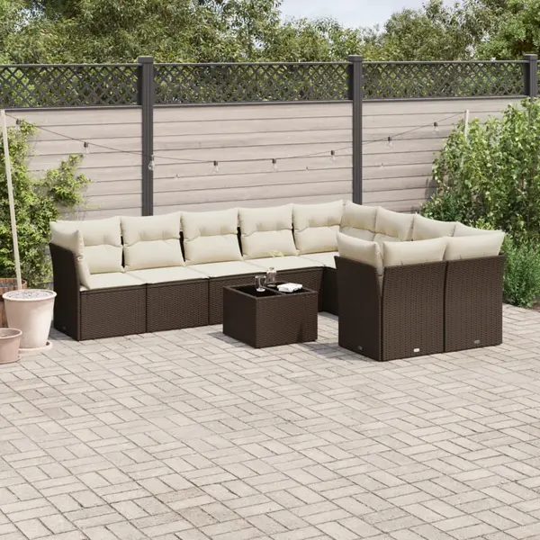 Gossi set canapele de gradina cu perne, 10 piese, maro, poliratan