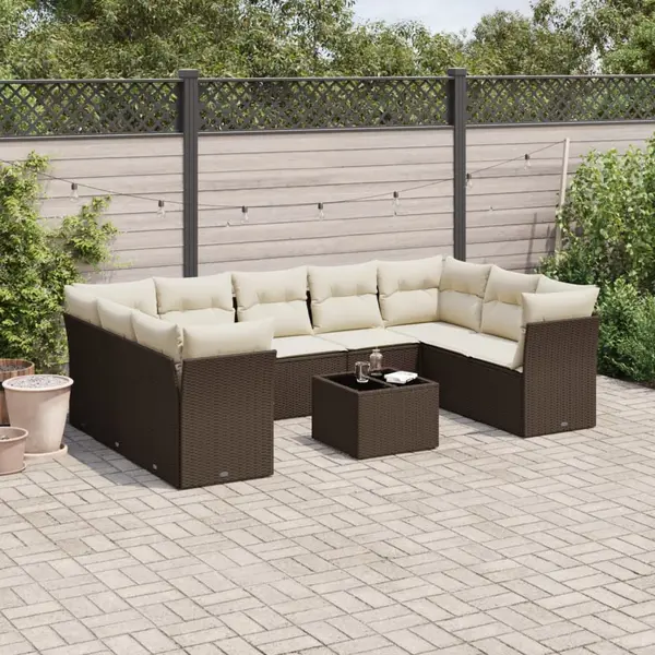 Gossi set canapele de gradina cu perne, 10 piese, maro, poliratan