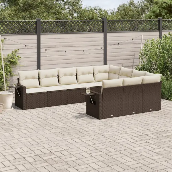 Gossi set canapele de gradina cu perne, 10 piese, maro, poliratan