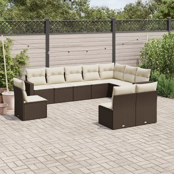 Gossi set canapele de gradina cu perne, 10 piese, maro, poliratan