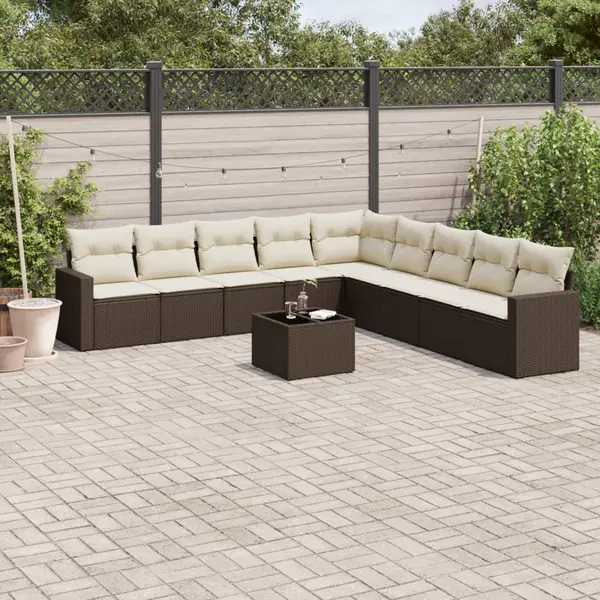 Gossi set canapele de gradina cu perne, 10 piese, maro, poliratan