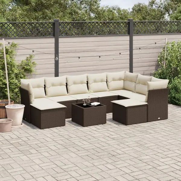 Gossi set canapele de gradina cu perne, 10 piese, maro, poliratan