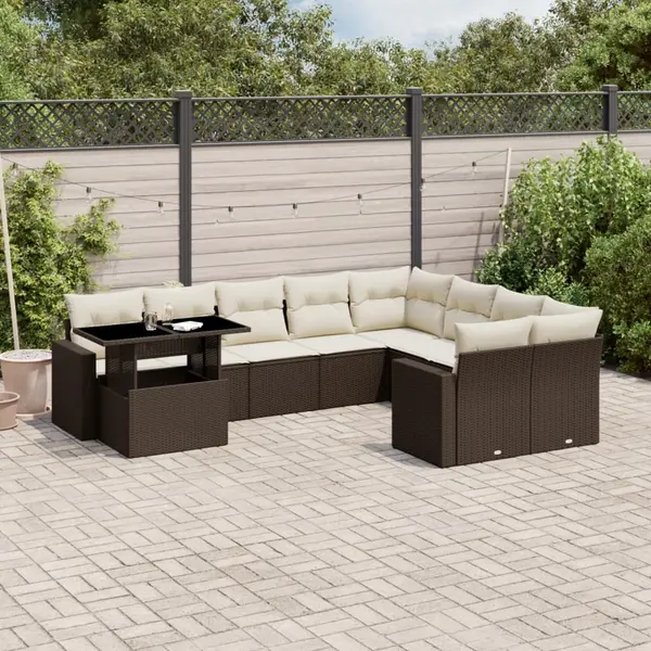 Gossi set canapele de gradina cu perne, 10 piese, maro, poliratan