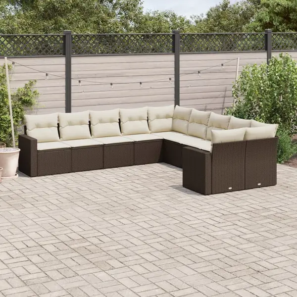 Gossi set canapele de gradina cu perne, 10 piese, maro, poliratan