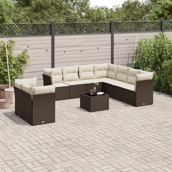 Gossi set canapele de gradina cu perne, 10 piese, maro, poliratan