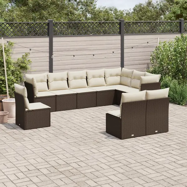 Gossi set canapele de gradina cu perne, 10 piese, maro, poliratan