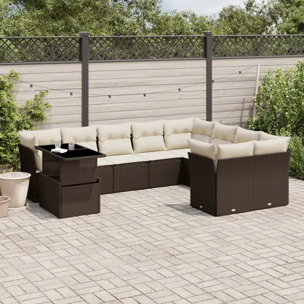 Gossi set canapele de gradina cu perne, 10 piese, maro, poliratan
