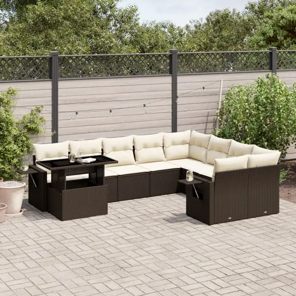 Gossi set canapele de gradina cu perne, 10 piese, maro, poliratan