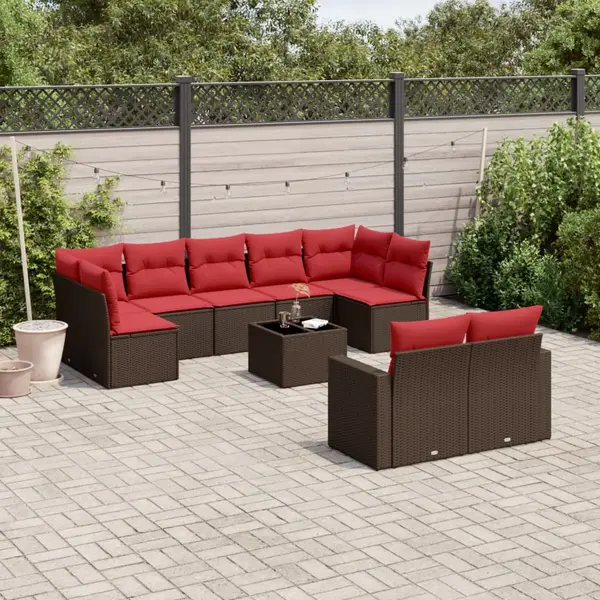 Gossi set canapele de gradina cu perne, 10 piese, maro, poliratan