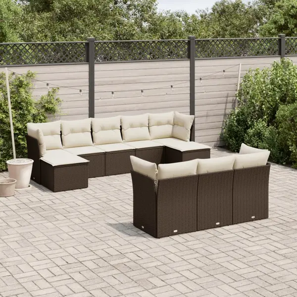 Gossi set canapele de gradina cu perne, 10 piese, maro, poliratan