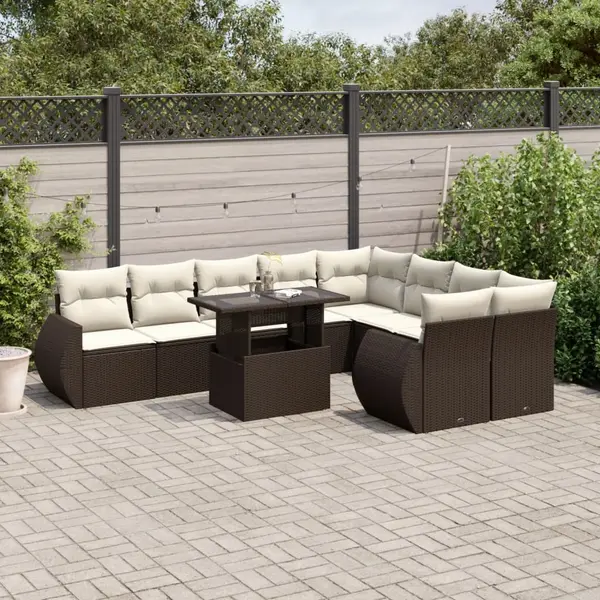 Gossi set canapele de gradina cu perne, 10 piese, maro, poliratan