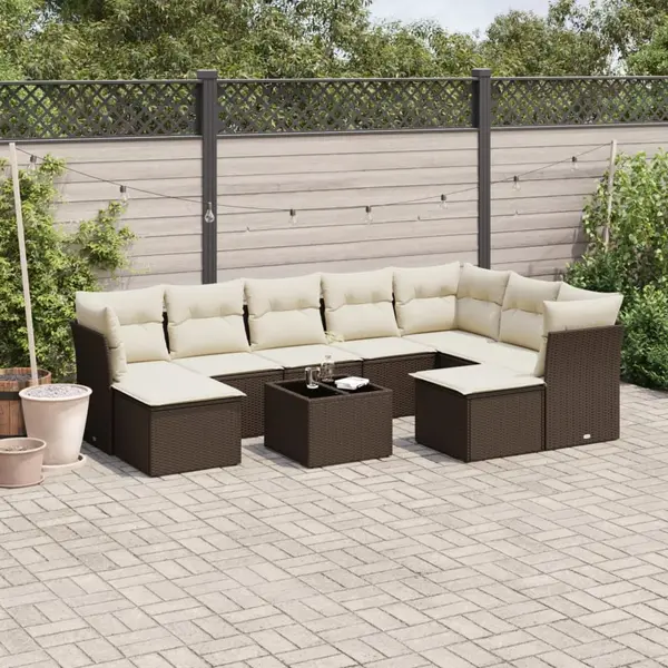 Gossi set canapele de gradina cu perne, 10 piese, maro, poliratan