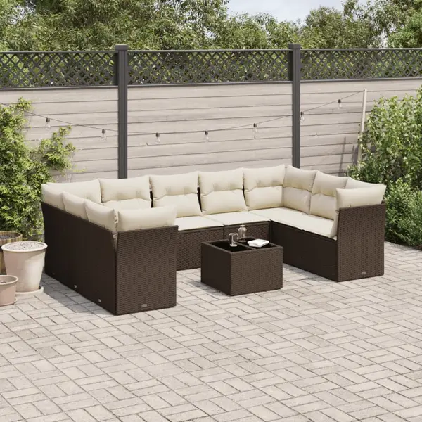 Gossi set canapele de gradina cu perne, 10 piese, maro, poliratan