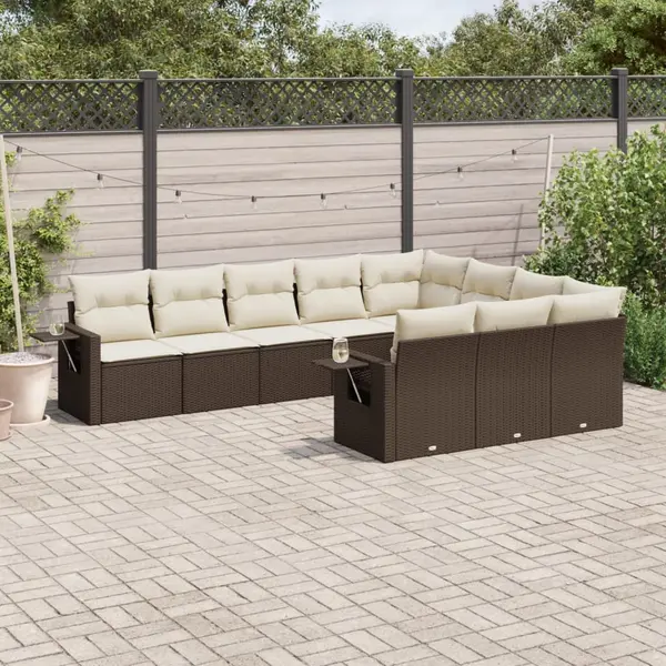 Gossi set canapele de gradina cu perne, 10 piese, maro, poliratan