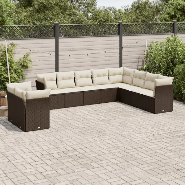 Gossi set canapele de gradina cu perne, 10 piese, maro, poliratan