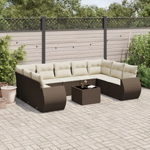 Gossi set canapele de gradina cu perne, 10 piese, maro, poliratan