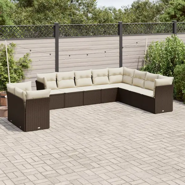 Gossi set canapele de gradina cu perne, 10 piese, maro, poliratan