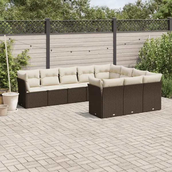 Gossi set canapele de gradina cu perne, 10 piese, maro, poliratan